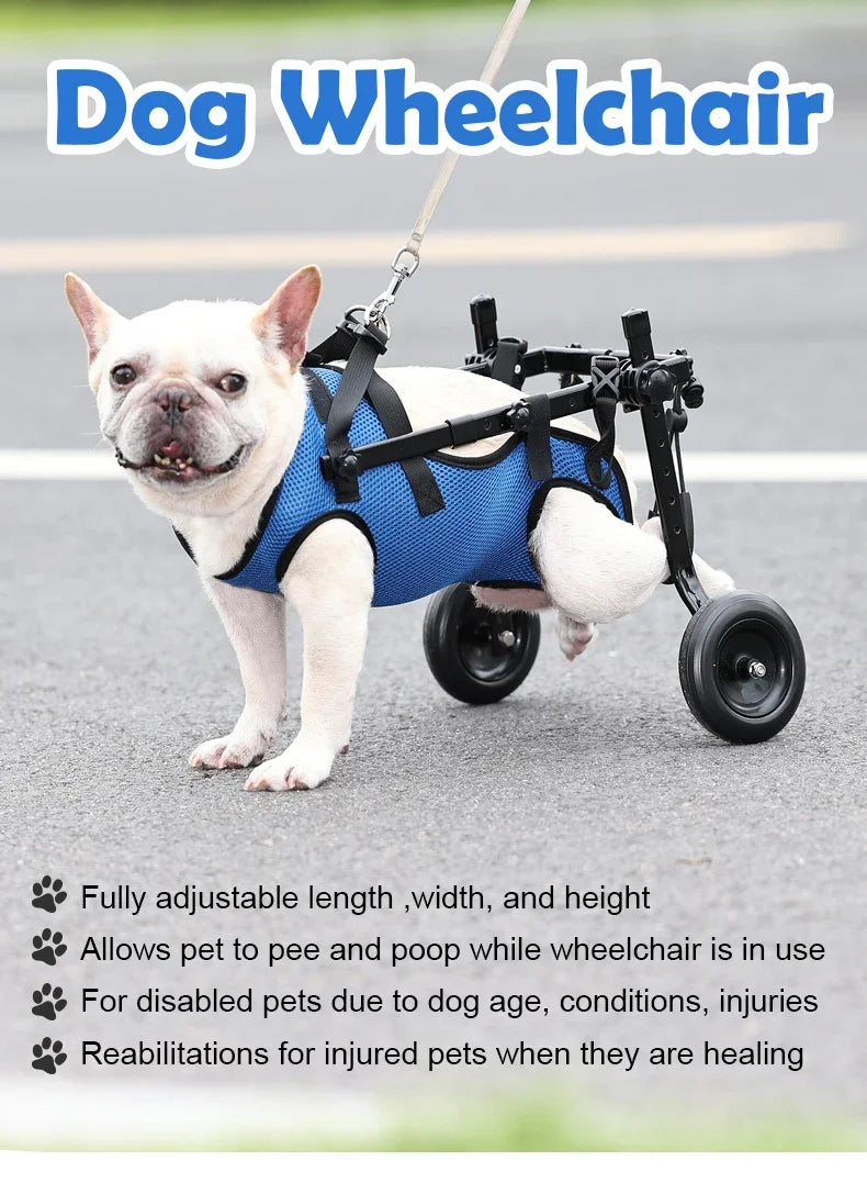Pet Wheelchair Cart Adjustable Mobility Aids with Wheels [Rehabilitation Walking Mobility Aid]
