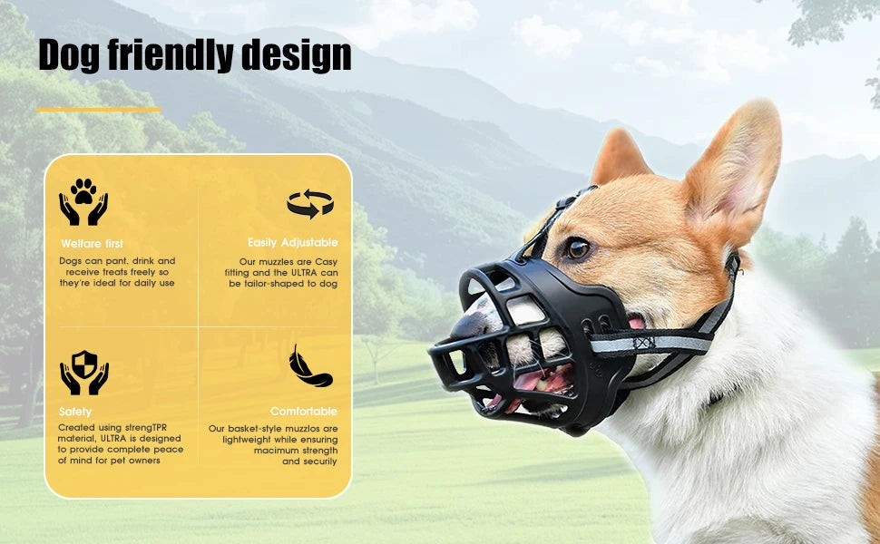 Reflective Breathable Basket Muzzle for Dogs