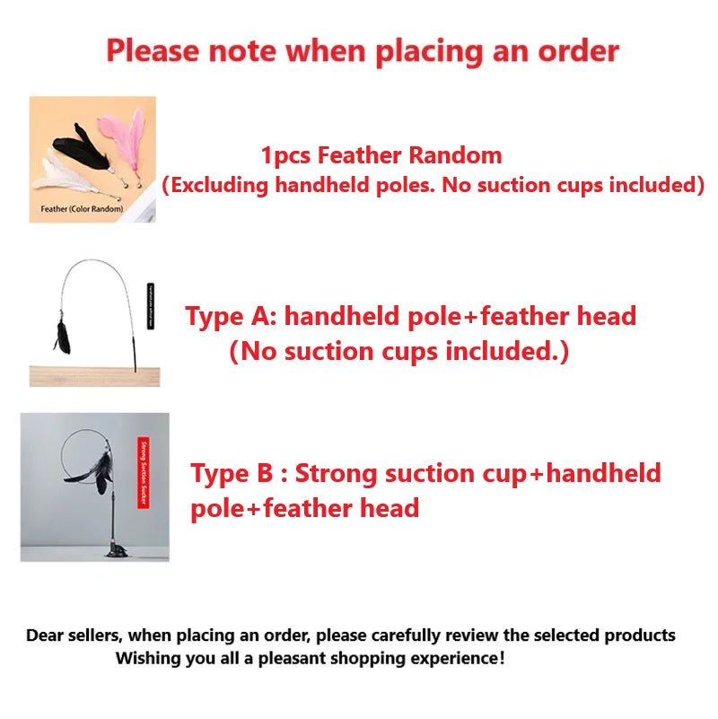 Interactive Feather Teaser Stick With Bell
