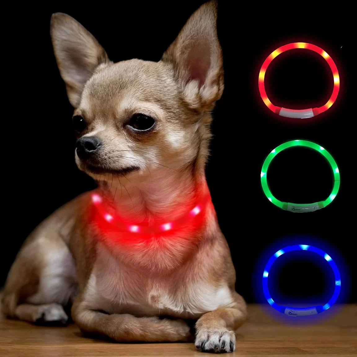 Silicone LED Light Up Collar with Rechargeable Battery