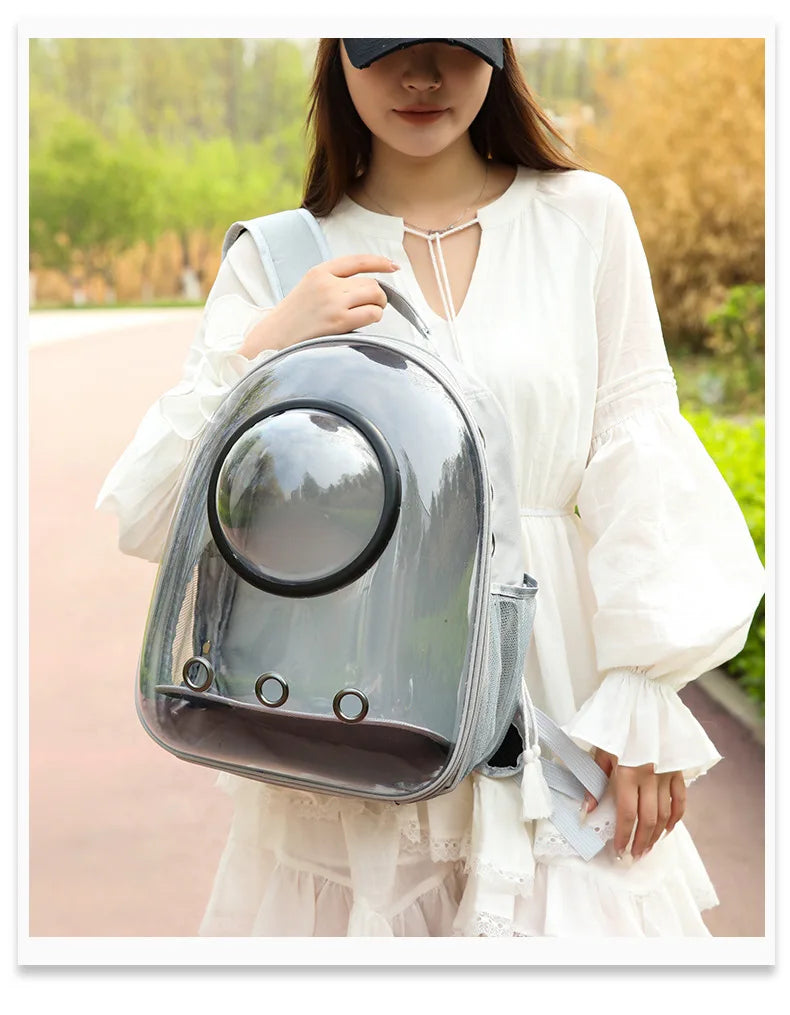 {As seen in Argylle} Space Capsule Pet Backpack-Airline Approved Transparent Carrier [Large Capacity + 360° Ventilation + Dual Handles]
