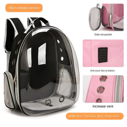 PurView Pro Transparent Cat Backpack - 5-Side Breathable Carrier with Cooling Pad & Reflective Strips,Waterproof Base for Hiking