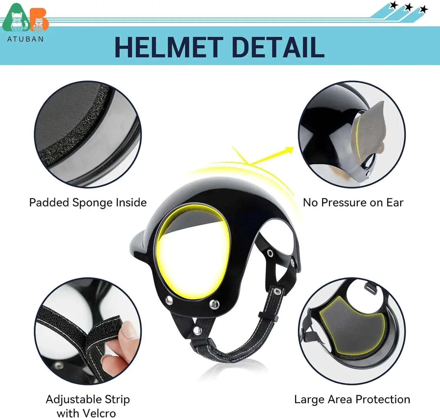 Dog Helmet and Dog Goggles for Motorcycle [Ear Holes + Adjustable Straps = Happy Puppy Riding]