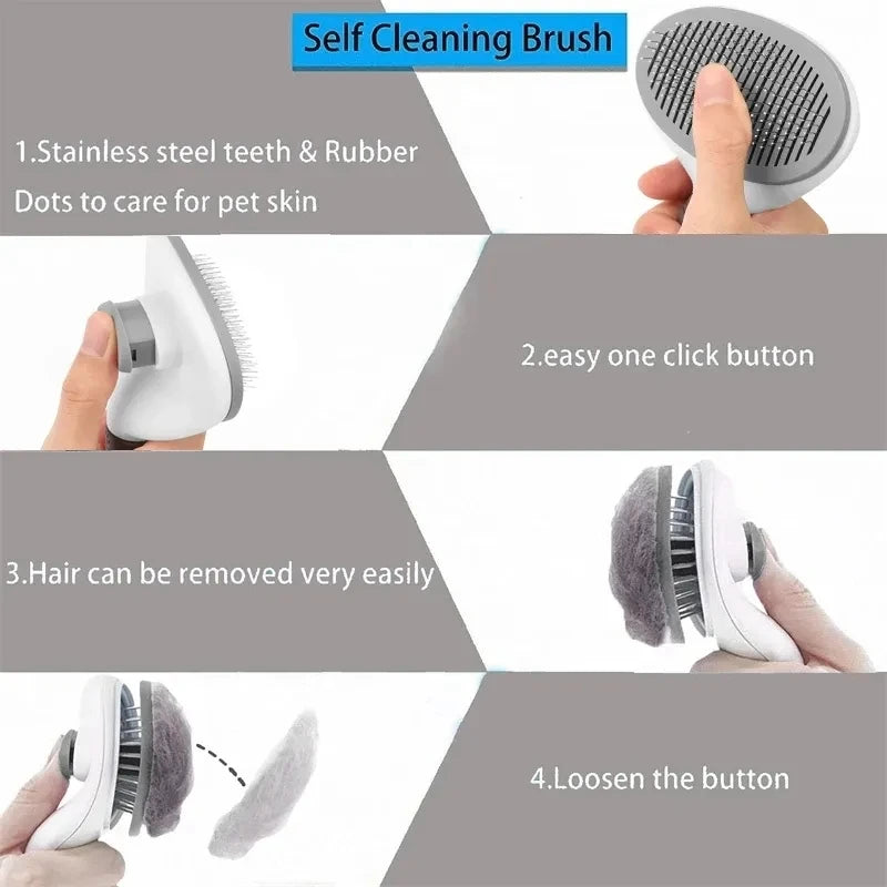 Self Cleaning Pet Hair Removal Slicker Brush