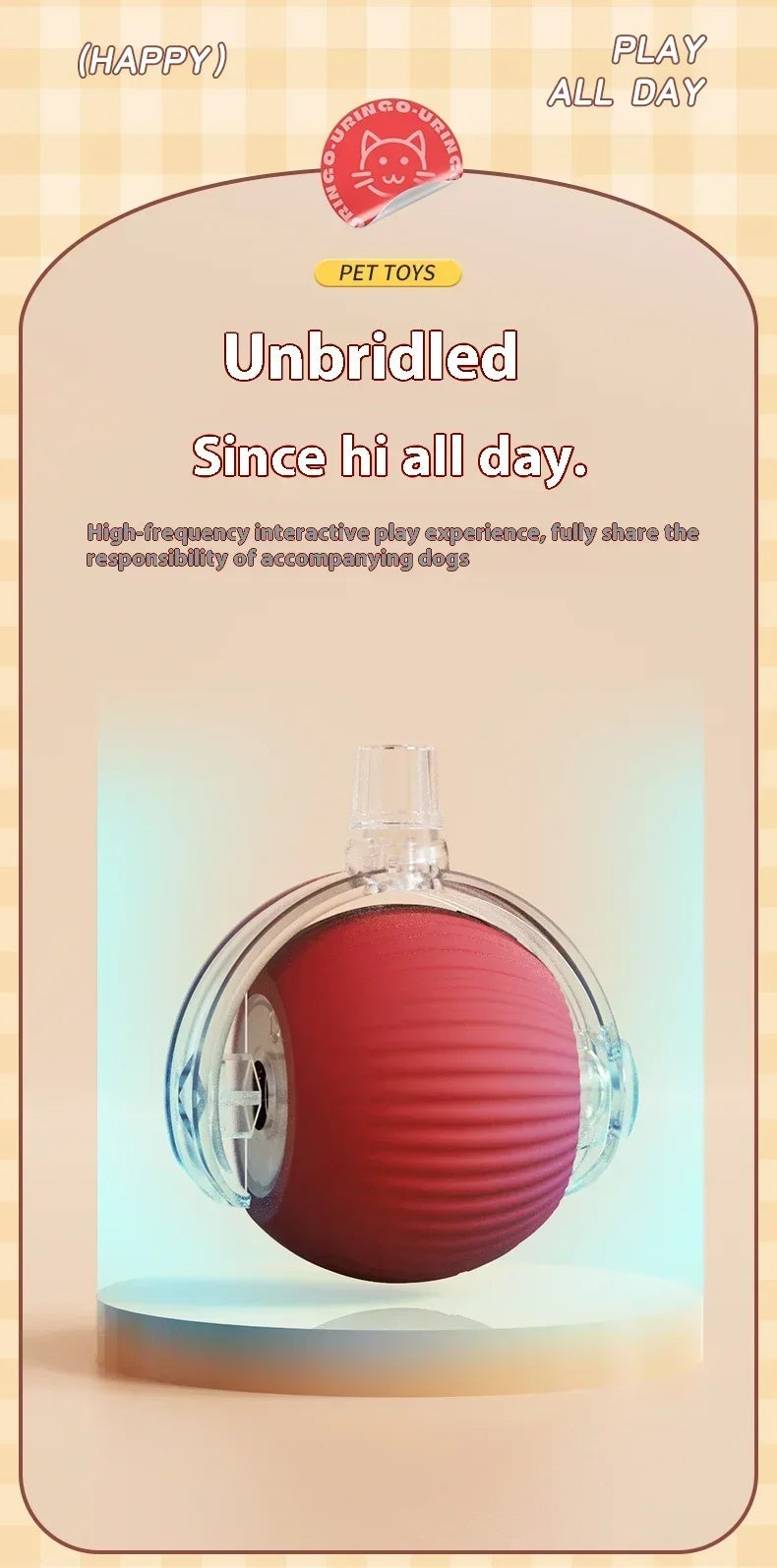 Interactive Motion Activated Plush Cat Toy Ball