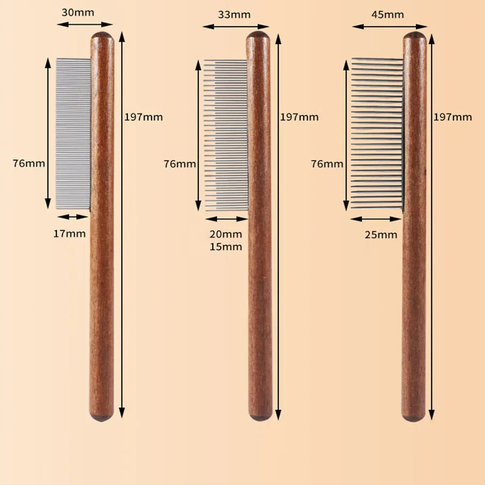 Stainless Steel Pet Hair Remover Comb with Wooden Handle