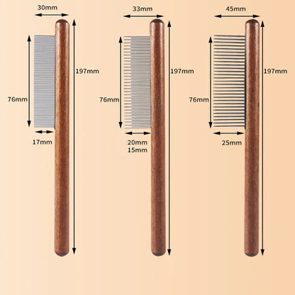 Stainless Steel Pet Hair Remover Comb with Wooden Handle