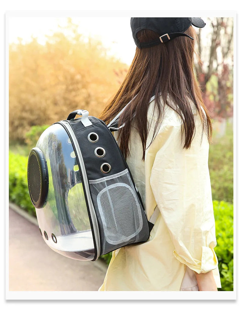 {As seen in Argylle} Space Capsule Pet Backpack-Airline Approved Transparent Carrier [Large Capacity + 360° Ventilation + Dual Handles]