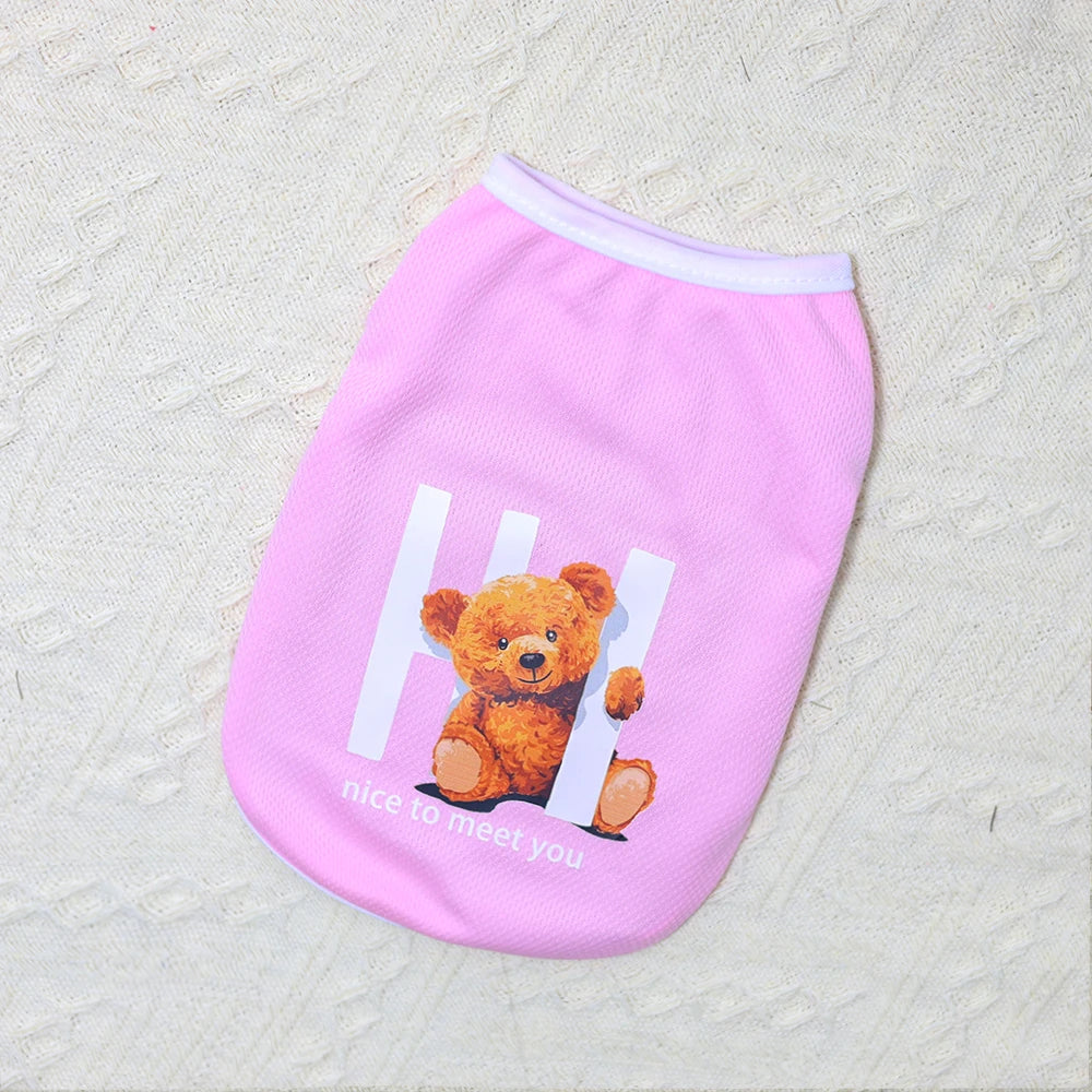 Cute Cartoon Bear Print Summer Pet Vest