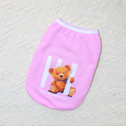 Cute Cartoon Bear Print Summer Pet Vest