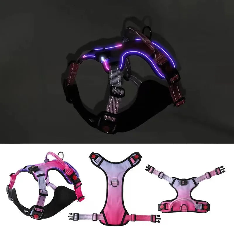 Luminous Dog Harnesses with Three LED Light Modes [Rechargeable]