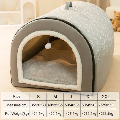 Winter Warm Dog House Detachable Pet Sleeping Bed for Small Medium Dogs Cats Soft Non-slip Dog Kennel Puppy Kitten Nest