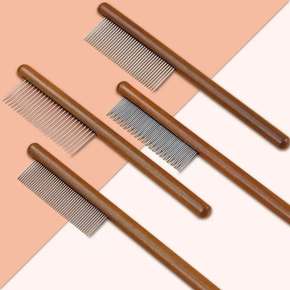Stainless Steel Pet Hair Remover Comb with Wooden Handle