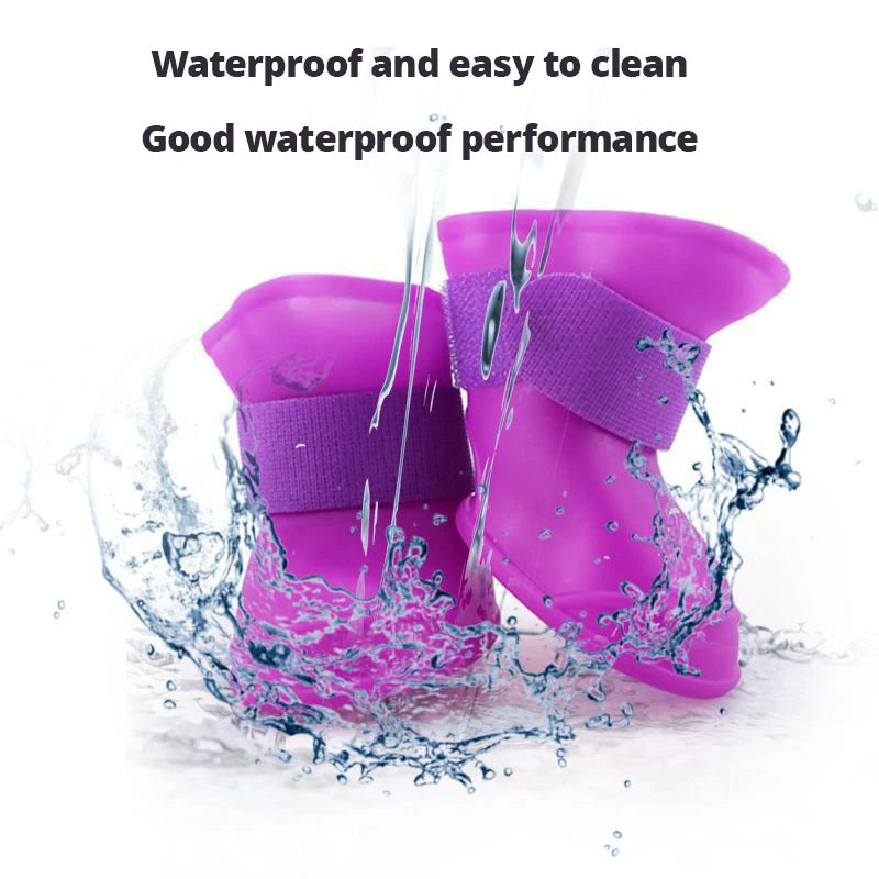 Green and Purple Waterproof Rain Shoes Set