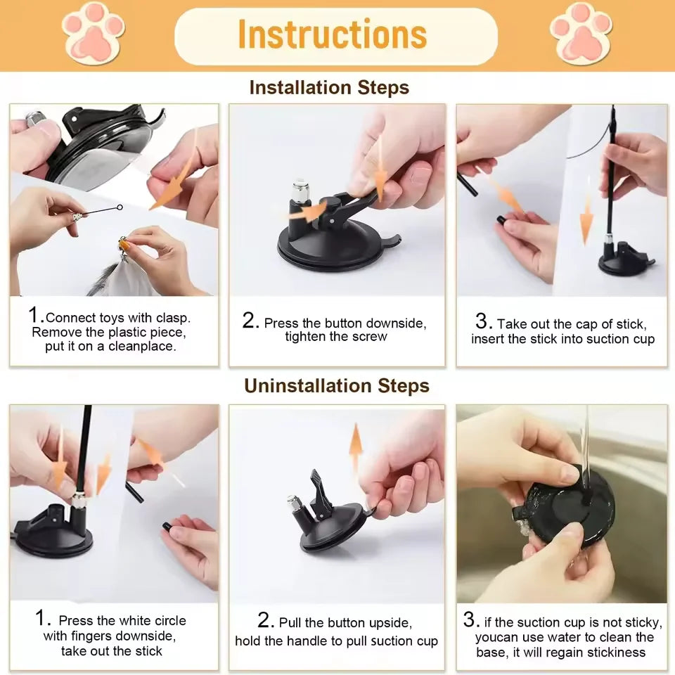 Interactive Feather Teaser Stick With Bell