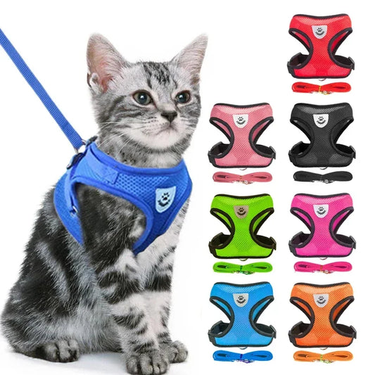 Adjustable Mesh Harness Vest with Leash Set