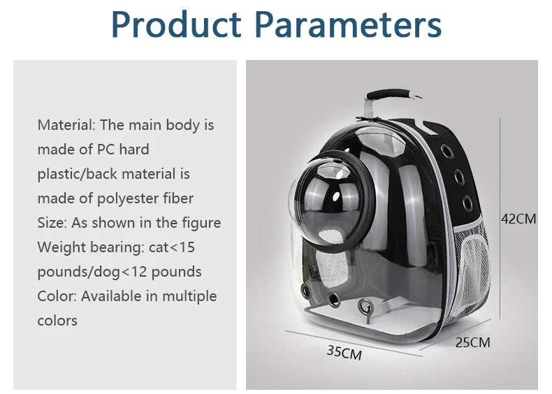 Breathable And Portable Transparent Pet Backpack