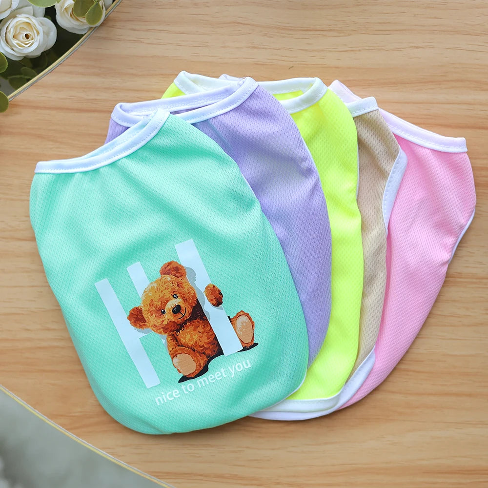 Cute Cartoon Bear Print Summer Pet Vest