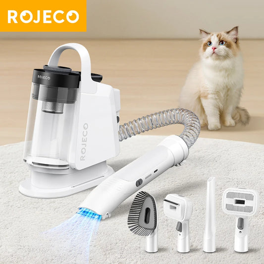 ROJECO Multifunction Pet Grooming Vacuum Kit 5 IN 1 Smart Touch Portable Household Pet Vacuum Cleaner for Cat Dog Hair Groomer