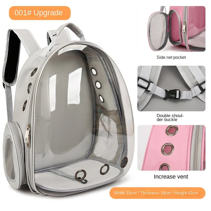 PurView Pro Transparent Cat Backpack - 5-Side Breathable Carrier with Cooling Pad & Reflective Strips,Waterproof Base for Hiking