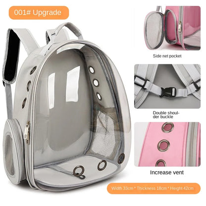 PurView Pro Transparent Cat Backpack - 5-Side Breathable Carrier with Cooling Pad & Reflective Strips,Waterproof Base for Hiking