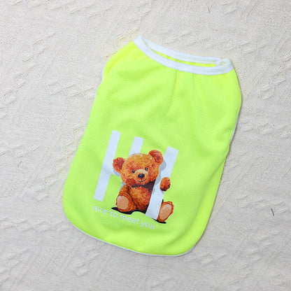 Cute Cartoon Bear Print Summer Pet Vest