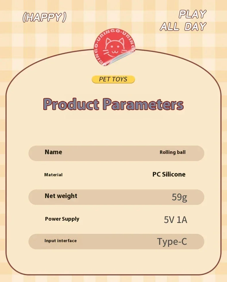 Interactive Motion Activated Plush Cat Toy Ball