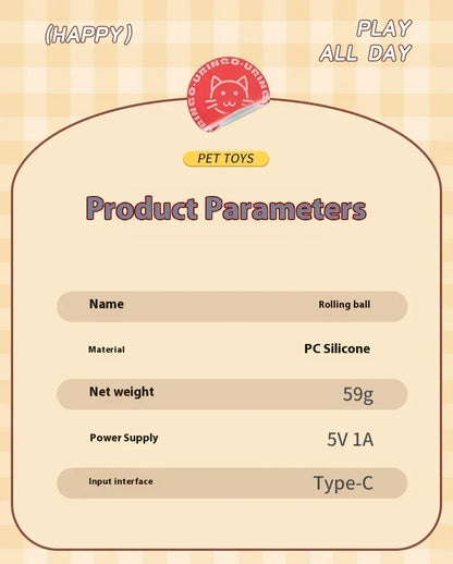 Interactive Motion Activated Plush Cat Toy Ball