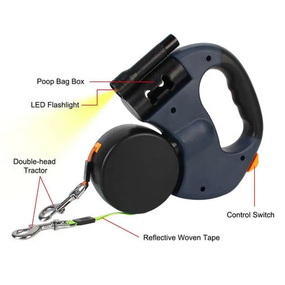 Auto Retractable Dog Leash with LED Flashlight