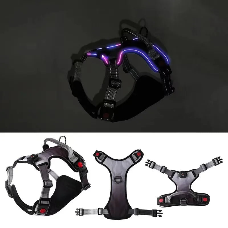Luminous Dog Harnesses with Three LED Light Modes [Rechargeable]