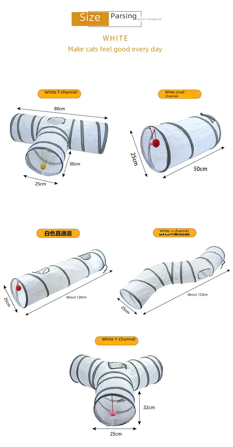 White Cat Tunnel Playground Interactive Toy