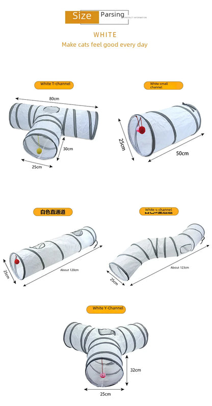 White Cat Tunnel Playground Interactive Toy