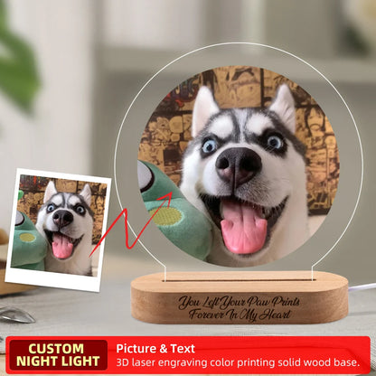 Custom Dog Photo Night Light Pet Memoral Gift Light Up Pet Memorial Plaque Cat Photo Gift Personalized Gift for Pet Loss