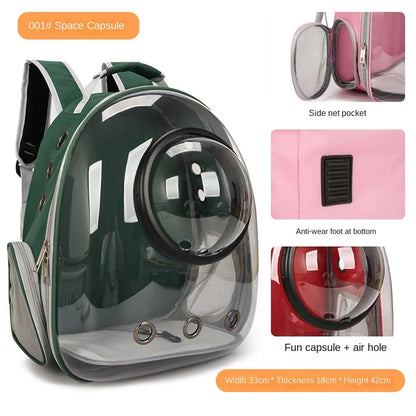PurView Pro Transparent Cat Backpack - 5-Side Breathable Carrier with Cooling Pad & Reflective Strips,Waterproof Base for Hiking