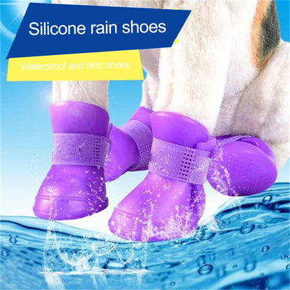 Green and Purple Waterproof Rain Shoes Set