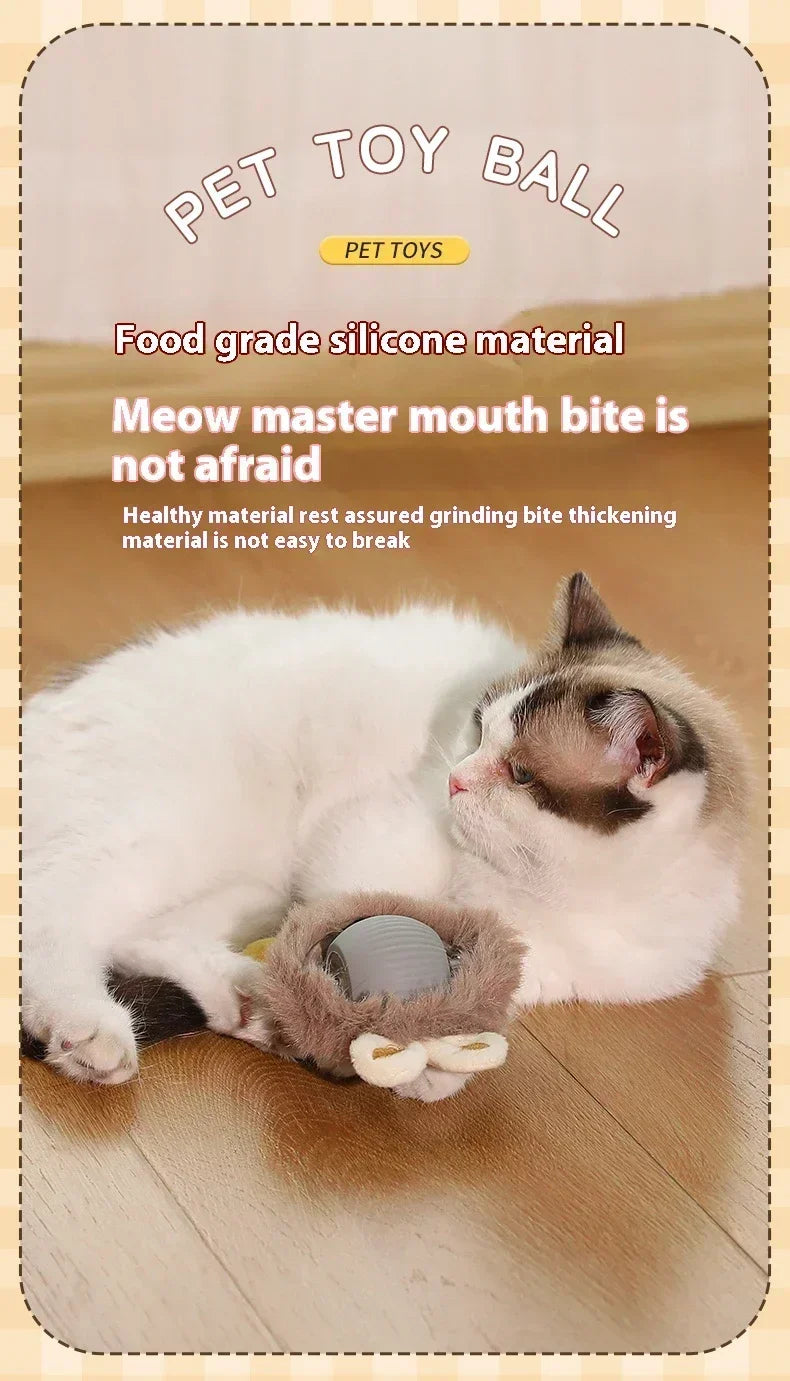 Interactive Motion Activated Plush Cat Toy Ball