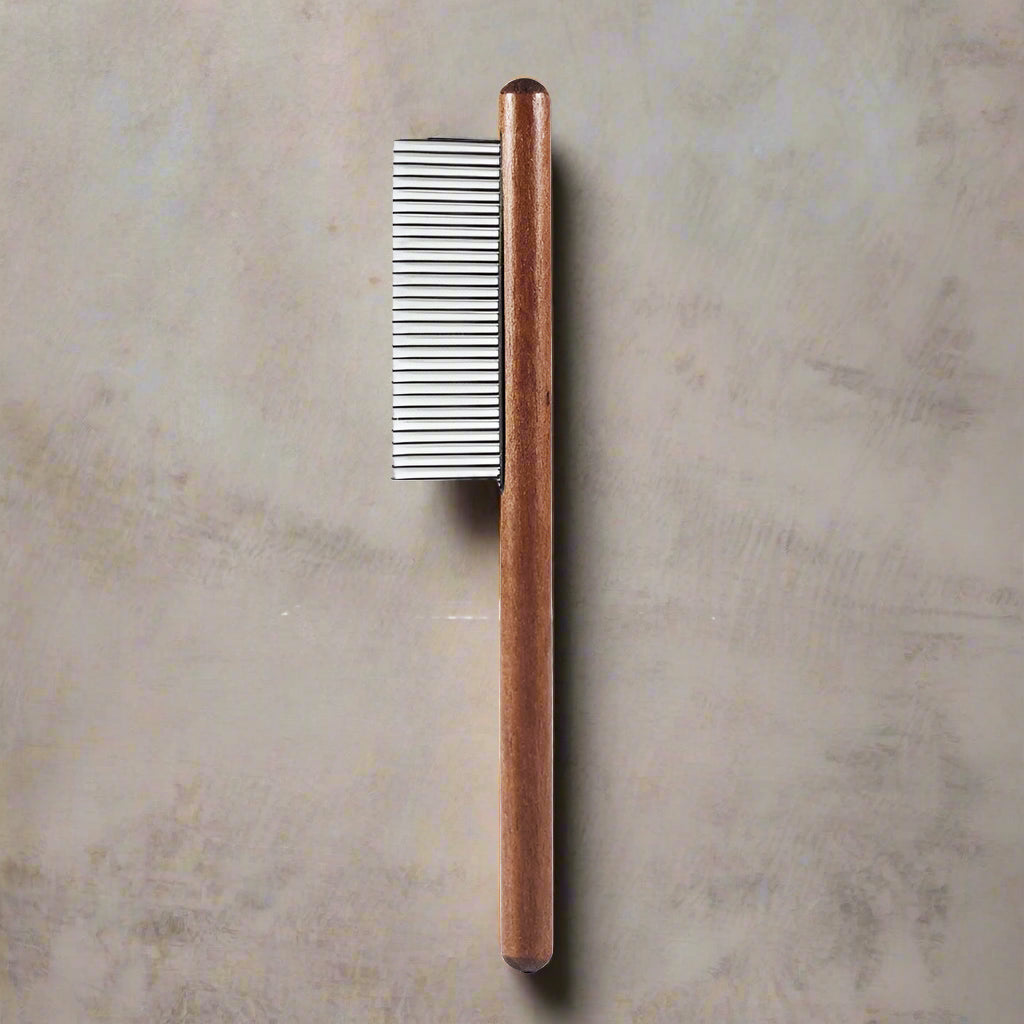 Stainless Steel Pet Hair Remover Comb with Wooden Handle