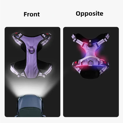 Luminous Dog Harnesses Essential for Dog Walking Safety At Night Large Dog Vest with Three LED Light Modes USB Rechargeable