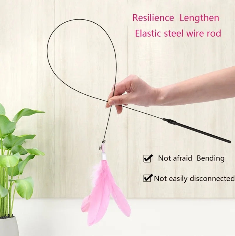 Interactive Feather Teaser Stick With Bell