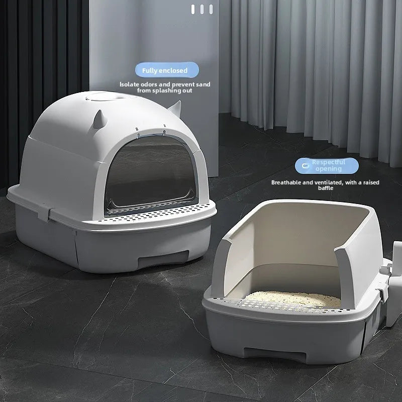 Cartoon Devil Cat Litter Box Drawer Splash Proof Odor Control Self Cleaning Automatic Cat Toilet Indoor Apartment Cat Box