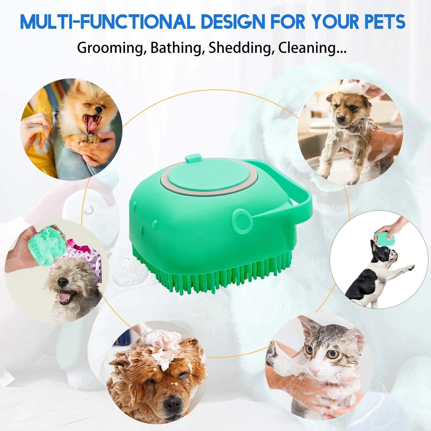 Silicone Dog Shampoo Brush and Massage Comb