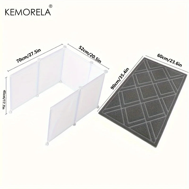 Cat Litter Box Enclosure Splash Guard With Cat Litter Mat