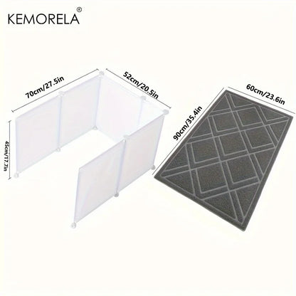 Cat Litter Box Enclosure Splash Guard With Cat Litter Mat