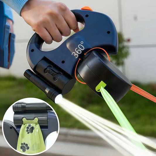 Auto Retractable Dog Leash with LED Flashlight