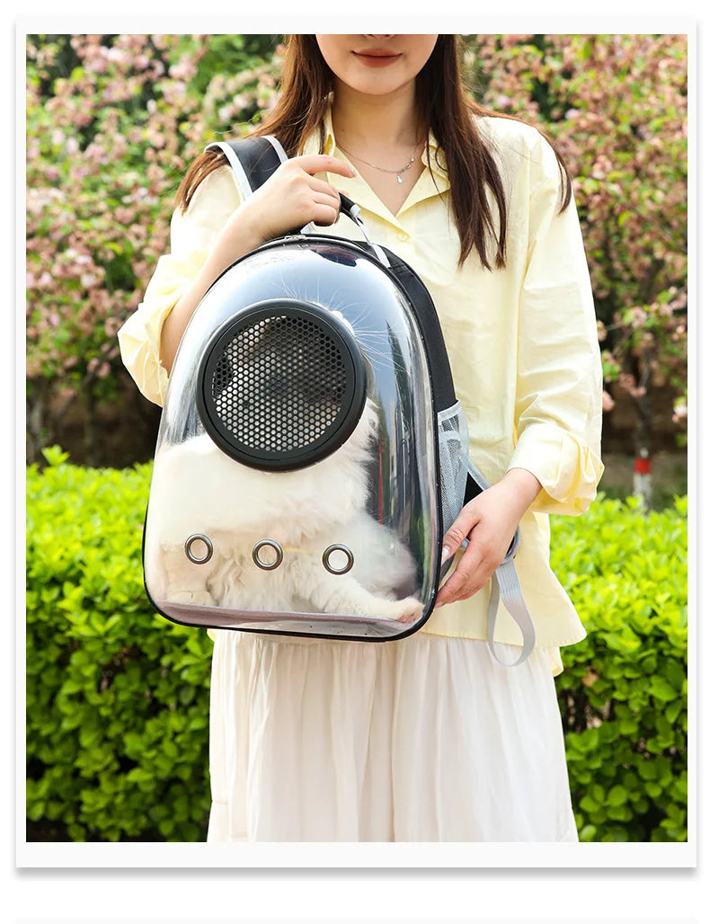 {As seen in Argylle} Space Capsule Pet Backpack-Airline Approved Transparent Carrier [Large Capacity + 360° Ventilation + Dual Handles]