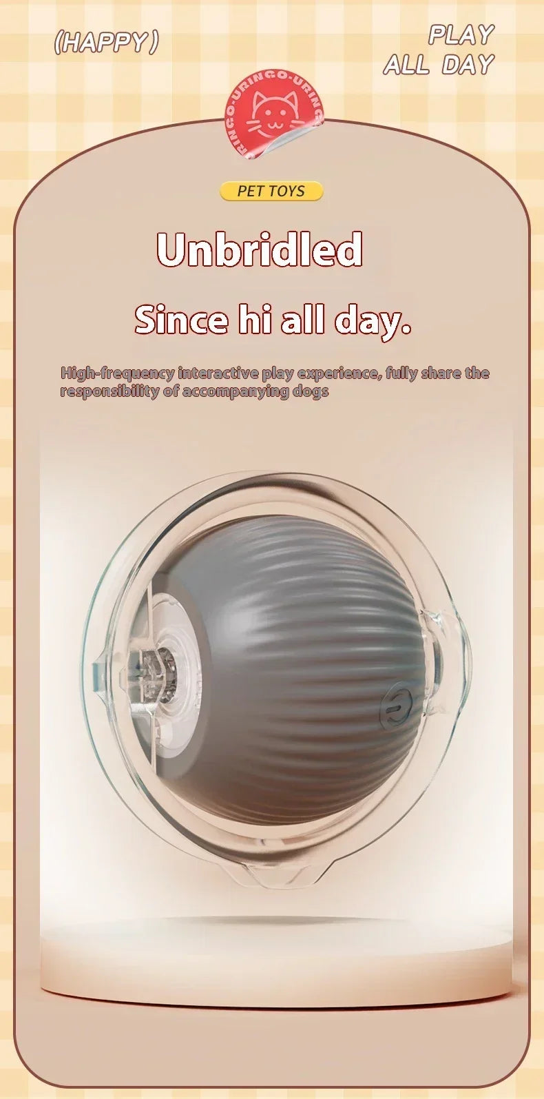 Interactive Motion Activated Plush Cat Toy Ball