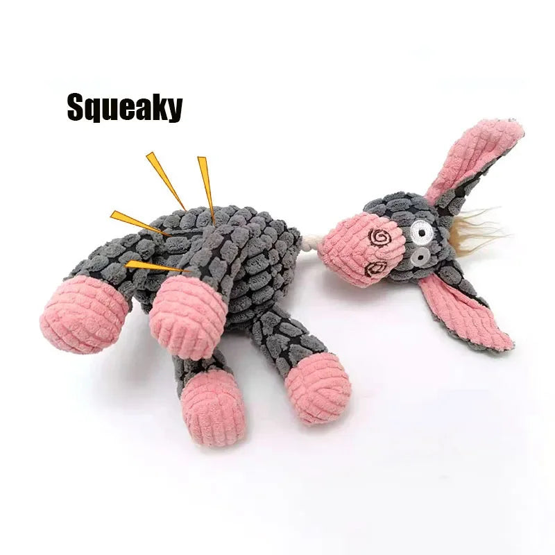 Fun Corduroy Donkey Chew Toy With Squeaker