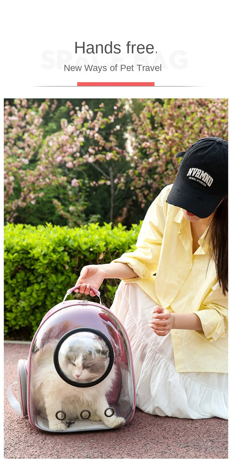 {As seen in Argylle} Space Capsule Pet Backpack-Airline Approved Transparent Carrier [Large Capacity + 360° Ventilation + Dual Handles]