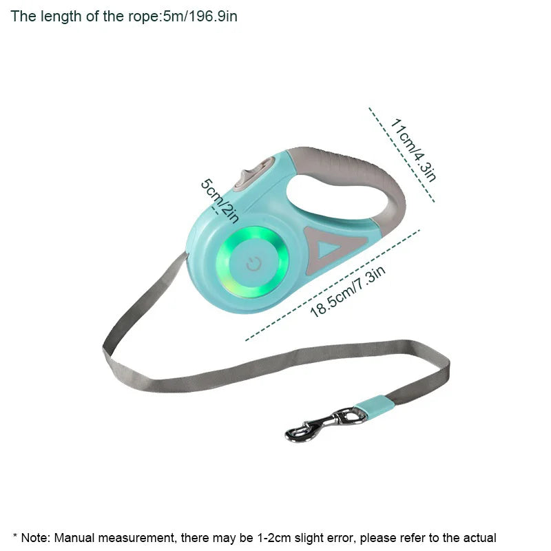Automatic Retractable Dog Leash with Led Flashlight