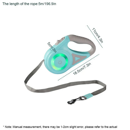Automatic Retractable Dog Leash with Led Flashlight